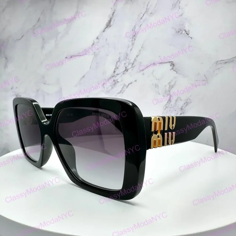 New MIU MIU Sunglasses Black Square Gold Full Rim 56mm MIU MIU - Picture 4 of 16
